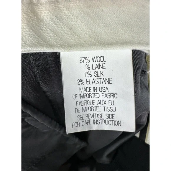 Theory Pants Womens 6 Black Wool Silk Blend Dress Slacks Tailored Work Made USA